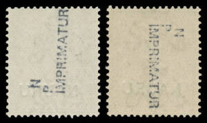 1916-23 Overprints on Great Britain KGV Heads &frac12;d to 1/- SG 1-12 - ex 2d Die II - each with 'N/P/IMPRIMATUR' handstamp Reading Upwards or Downwards on the reverse, unmounted. [In 1983-84, Britain's National Postal Museum released 10 sets - plus some odd va