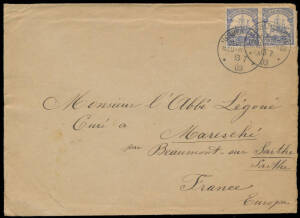 Modest group with German NG 10pf x4 tied to piece by 'SIMPSONHAFEN' cds & 1903 commercial cover to France with 20pf pair tied by 'HERBERTSHOHE' cds, three unaddresseed covers with GRI on Marshalls '2d.' on 10pf x2 or '2d.' on 20pf, a few WWII Australian F