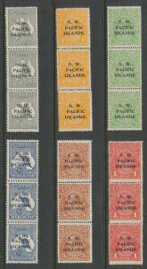 Hagner of abc strips with KGV &frac12;d to 5d and Kangaroos 2d x3, 2&frac12;d, 3d x2, 9d x2 & 1/- x2, various watermarks, a few minor blemishes but generally very fine. (14 strips)