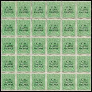 1915-16 KGV &frac12;d bright green SG 65a Electro 2 complete forme of 30 [R31/60] with Frame Break above Right-Hand Wattles [56] & unlisted Phlegm Variety [53] but before appearance of the Plate Cracks on [35] & [47], one unit thinned & some minor adhesion from 
