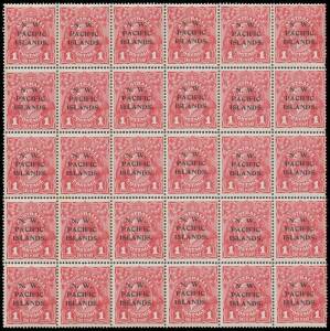 1918-23 Fifth Setting 1d red SG 103 complete forme of 30 from the upper-right of Plate 2 [IV/1-30] with Defective Left Leg on 'N' of 'N.W.P.I.' [14], unmounted, Cat &pound;112++ (mounted).