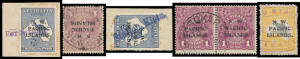 POSTMARKS: Postmarks arranged as per Powell including straight-line 'Herbetshoh' & 'Station Kieta' (stamp defective), double-circle 'POST OFFICE/PO KOKOPO' on commercial piece with rare red & black/white registration label, distorted 'DISTRICT OFFICE/[EIT