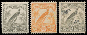 1932-34 Undated Birds 1d to &pound;1 SG 177-189 plus the unissued &frac12;d, also the Air Overprints SG 190-203, generally well centred, a couple of almost insignificant blemishes otherwise very fresh & unmounted, Cat &pound;600 (mounted). Chris Ceremuga Certificates (2001)