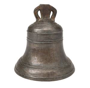 A fine Whitechapel bronze bell embossed with date 1829, English. 30.5cm high, 31cm diameter