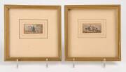 Group of 4 framed miniature Baxter prints including image of Prince Albert in front of the Crystal Palace, mid 19th Century. Image sizes approximately 4.5 x 2.5cm each