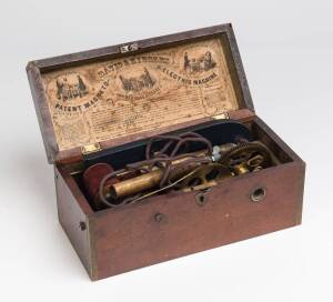 A Davis & Kidder's Patent Magneto-Electric Machine in a wooden box