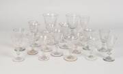 A group of 19th Century wine, sherry & port glasses with faceted bowls (37 items)