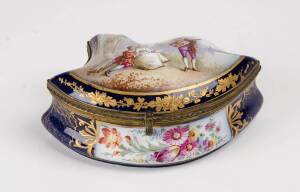 A Sevres French porcelain jewel box with ormolu mounts, 19th Century. 8cm high, 18cm wide, 11cm deep