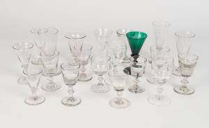 A group of 18th &19th Century cordial & wine glasses including green wine glass, soda glass etc. (21 items)