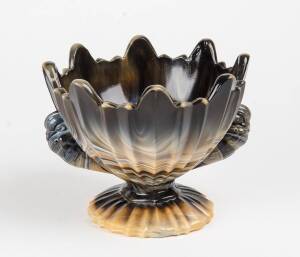 A slag glass comport with dove handles, late 19th Century. 15.5cm high, 21cm diameter