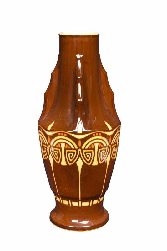 A German slip ware floor vase by Villeroy & Boch, circa 1900. 