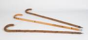Three assorted walking sticks, including a horse height measure stick & two German alpine sticks 