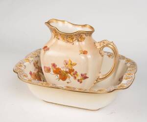 A Victorian Doulton Burslem "Shirley Poppies" porcelain wash jug & bowl. Jug 27cm high