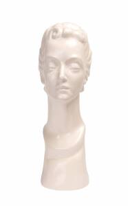 An Art Deco style ceramic shop display mannequin bust. 47cm high