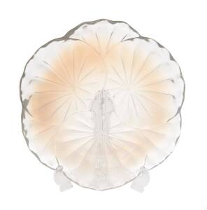 A Lalique opalescent glass fruit bowl with Waterlily motif, etched "Lalique, France", circa 1930s. 29.5cm diameter