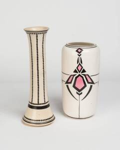 Two Japanese Art Deco pottery vases, circa 1930s. Tallest 30cm
