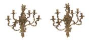 A pair of Louis XV style gilt brass wall sconces