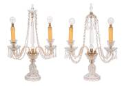 A pair of Baccarat style molded and cut glass candelabra