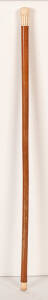 A carved malacca & ivory topped walking cane, Anglo-Indian, 19th Century. 88cm long.