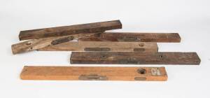 A group of 18 antique wooden spirit levels, varying sizes
