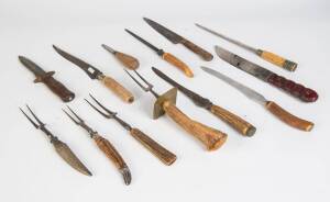 A collection of kitchen & carving knives, kitchen steels forks etc. (32+ pieces) 