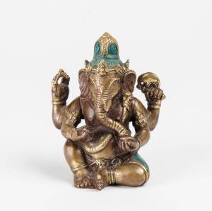 A cast brass statue of Ganesh, 20th Century. 12cm high.