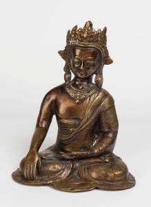 A seated bronze Buddha, 20th Century. 33cm high