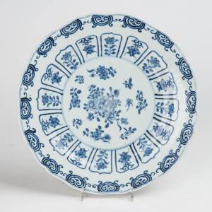 A blue and white plate, 18th Century, 28cm Diameter