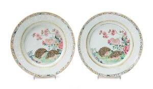 A pair of Chinese famille-rose dishes, early Qianlong period