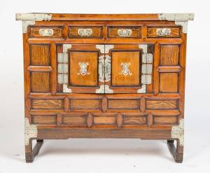 A Korean Elm mother of pearl inlaid chest, 20th century.