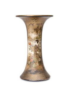 A Japanese Satsuma Gu shape vase with Nambe mark on the base, Late Meiji period (1895-1912). 30cm height 