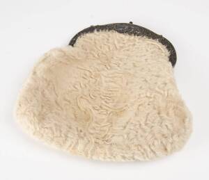 A ladies German silver & Astrakhan fur evening bag, late 19th - early 20th Century. 26cm high, 27cm wide