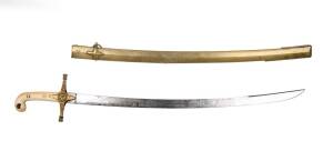 A Mameluke sword with ivory handle & brass scabbard, English blade by Wilkinson, 19th Century. 77cm