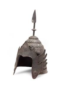 A Chinese archaic style steel helmet, 20th Century. 38cm high