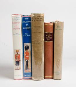 ENGLISH MILITARY HISTORY: "Records of the 3rd Middlesex Rifle Volunteers" by Evans [1885]; "The Eighth Division in War. 1914-18" by Boraston & Bax; "The Devons" by Taylor; plus 2 others. (5 volumes).