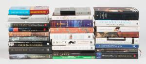 SIGNED NOVELS ETC: An extensive collection of hard backs, all with dust jackets, and signed by the authors. Noted John Banville, Joan Collins, Ken Follett, James Herbert, P. D. James, Garrison Keillor, Doris Lessing, Jay McInerney, V. S. Naipaul, Harold P