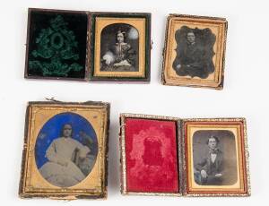 Group of 4 Ambrotype portrait photographs, mid 19th Century. Largest 8 x 9.5cm