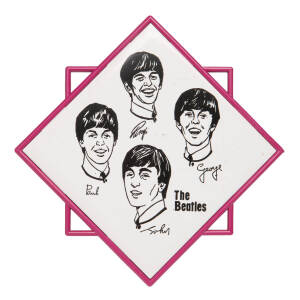 THE BEATLES: 1963 "A Beatles Souvenir" Pic-Plaque by Proudholme Products, England, in pink and black frames, in original wholesale packing of 6 per box (90+ items). [Ideal for reseller. Average price approx. £40]