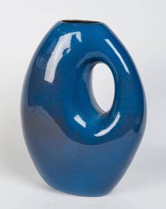 A large blue glazed contemporary vase, 20th Century  54cm high