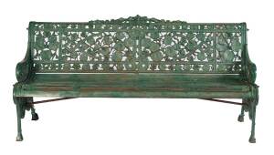 A Victorian Coalbrookdale cast iron garden bench. Length of back 178cm