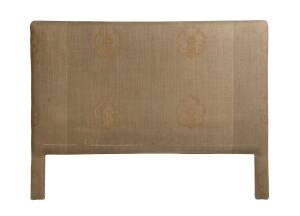 A contemporary linen upholstered bed head. 140cm high, 19cm wide