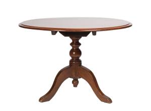 A small circular cedar tilt-top supper table, supported on turned column & tripod base. Circa 1890s.