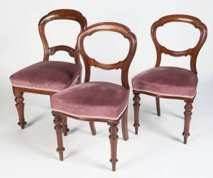 A set of four velvet upholstered Australian cedar dining chairs, circa 1890