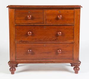 An Australian cedar chest of drawers, late 19th Century. 85cm high, 90cm wide, 46cm deep 