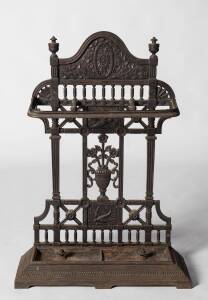 A Victorian Coalbrookdale style cast iron hall stand. 92cm, high, 64cm wide, 23cm deep 