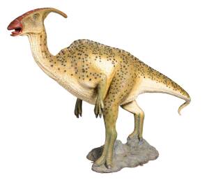 PARASAUROLOPHUS dinosaur, resin replica, 223cm tall & 340cm long.