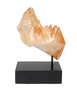 STELLAR BEAM CALCITE, from Elmwood mine, Tennessee, on display stand, overall 23cm tall.