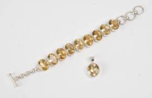 Citrine Jewellery, group with bracelet & pendant.
