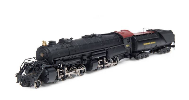 RIVAROSSI: HO Scale steam locomotives and tenders, comprising #1265 2-8-8-0  Mallet EL-5 Baltimore & Ohio ; #1590 4-6-4 Hudson 303 Chesapeake & Ohio ;  #1578 4-8-4 FEF-3 Union Pacific No.841 ; plus #