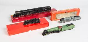 RIVAROSSI: HO Scale steam locomotives and tenders, comprising #1347 Prussian State Railways P10 No.2811; #1544 4-6-2 Heavy Pacific "Baltimore & Ohio No.5309"; #1548 4-6-6-4 Challenger "Union Pacific No.3985"; #1568 Heisler "Salmon Creek Lumber Co. No.3"; 